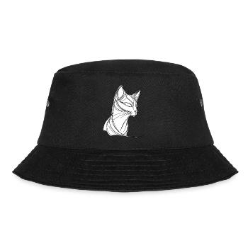 Cat in fine line art - Bucket Hat - black - Front - Lela (165cm)