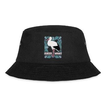 Storch, Klapperstorch-Motiv, schwanger Spruch - Bucket Hat - Schwarz - Vorne - Lela (165cm)