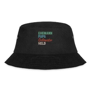 Ehemann Papa Grillmeister Held Vaterschaft - Bucket Hat - Schwarz - Vorne - Lela (165cm)