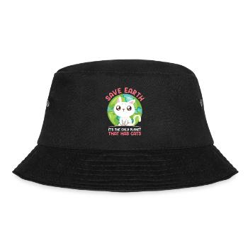 Save Earth Katzenliebhaber Artenschutz Umwelt - Bucket Hat - Schwarz - Vorne - Lela (165cm)