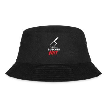 Metzger Metzger Fleisch Fleischschneider - Bucket Hat - Schwarz - Vorne - Lela (165cm)