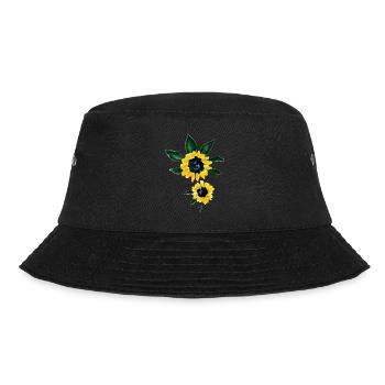 Yellow sunflowers hand painted watercolor art - Bucket Hat - black - Front - Lela (165cm)