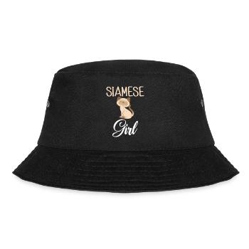Siamesische Katze Geschenke - Bucket Hat - Schwarz - Vorne - Lela (165cm)