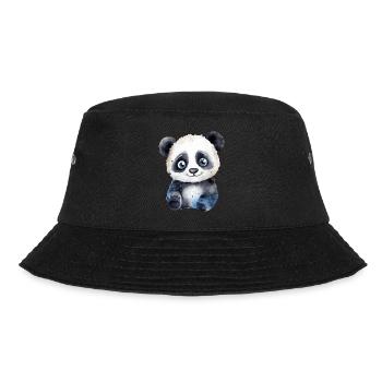 Panda Wasserfarben Zeichnung - Bucket Hat - Schwarz - Vorne - Lela (165cm)