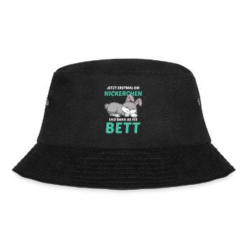 Schlafmütze Faulenzen Schlafen Pyjama Hase - Bucket Hat - Schwarz - Vorne - Lela (165cm)