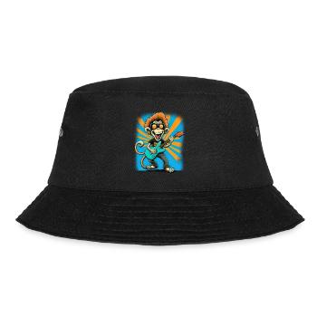 Affe Schimpanse spielt Acousitc Rock Gitarre - Bucket Hat - Schwarz - Vorne - Lela (165cm)