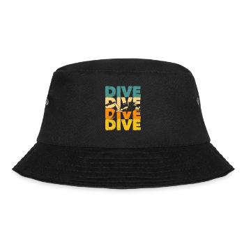 Tauchen Retro Vintage Tauchen Silhouette Ozean - Bucket Hat - Schwarz - Vorne - Lela (165cm)
