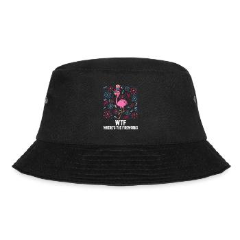 4th Of July WTF Where's The Fireworks Flamingo - Bucket Hat - Schwarz - Vorne - Lela (165cm)