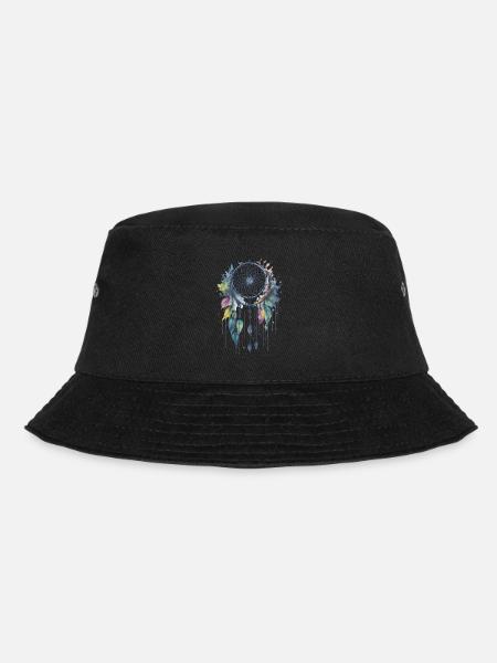 Skurrile Träume: Ein zarter Aquarell-Traumfang - Bucket Hat - Schwarz
