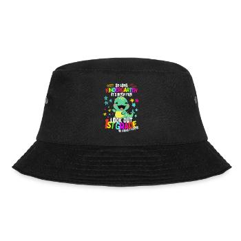 Dino Bye Bye Kindergarten: Enrollment 1st grade - Bucket Hat - black - Front - Lela (165cm)