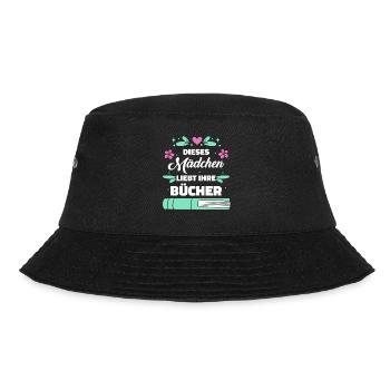 Buch Lesen Bücher Buch Nerd Bücherwurm - Bucket Hat - Schwarz - Vorne - Lela (165cm)