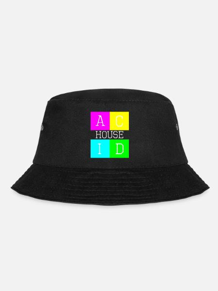 Acid house white - Bucket Hat - black