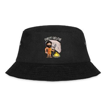 Funny Neanderthal, First Selfie, Saying, Pun - Bucket Hat - black - Front - Lela (165cm)