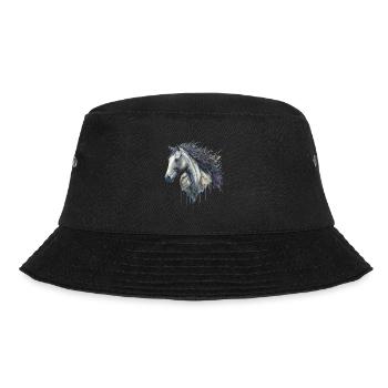 Anmutiges elegantes Aquarellpferd - Bucket Hat - Schwarz - Vorne - Lela (165cm)