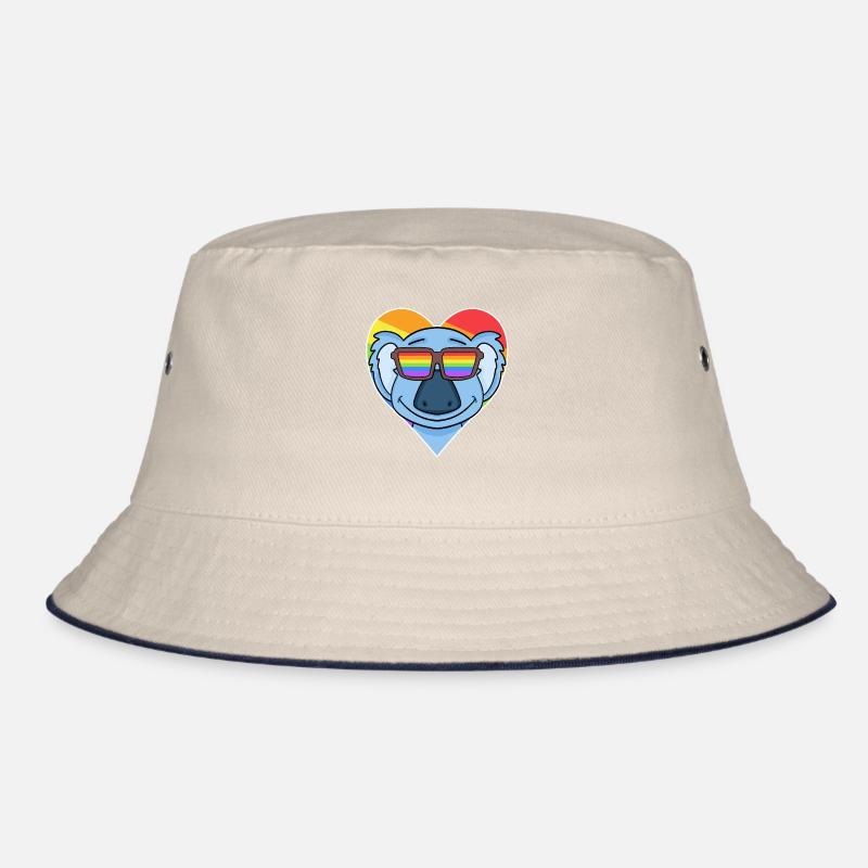 Rainbow - Koala with glasses and heart Bucket Hat