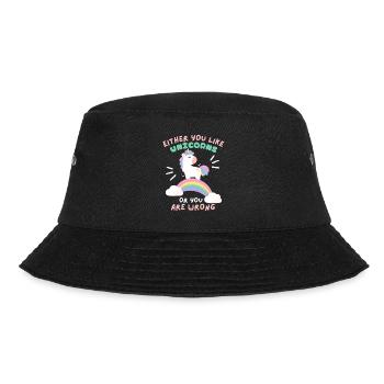 Einhorn-Unicorn mit Regenbogen lustiger Spruch - Bucket Hat - Schwarz - Vorne - Lela (165cm)
