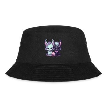 Kawaii Pastel Goth Süße Und Gruselige Hexenkatzen - Bucket Hat - Schwarz - Vorne - Lela (165cm)