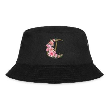 Blumenranke mit Buchstabe T - Bucket Hat - Schwarz - Vorne - Lela (165cm)