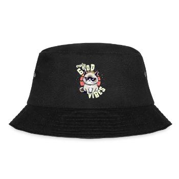 Only Good Vibes: Good Life Wütende Cartoon Katze - Bucket Hat - Schwarz - Vorne - Lela (165cm)