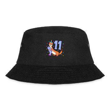Mit Wiesel - Kinder Geburtstag 11 Jahre - Bucket Hat - Schwarz - Vorne - Lela (165cm)