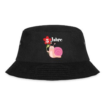 Schnecke gratuliert zum 5. Geburtstag ich bin fünf - Bucket Hat - Schwarz - Vorne - Lela (165cm)