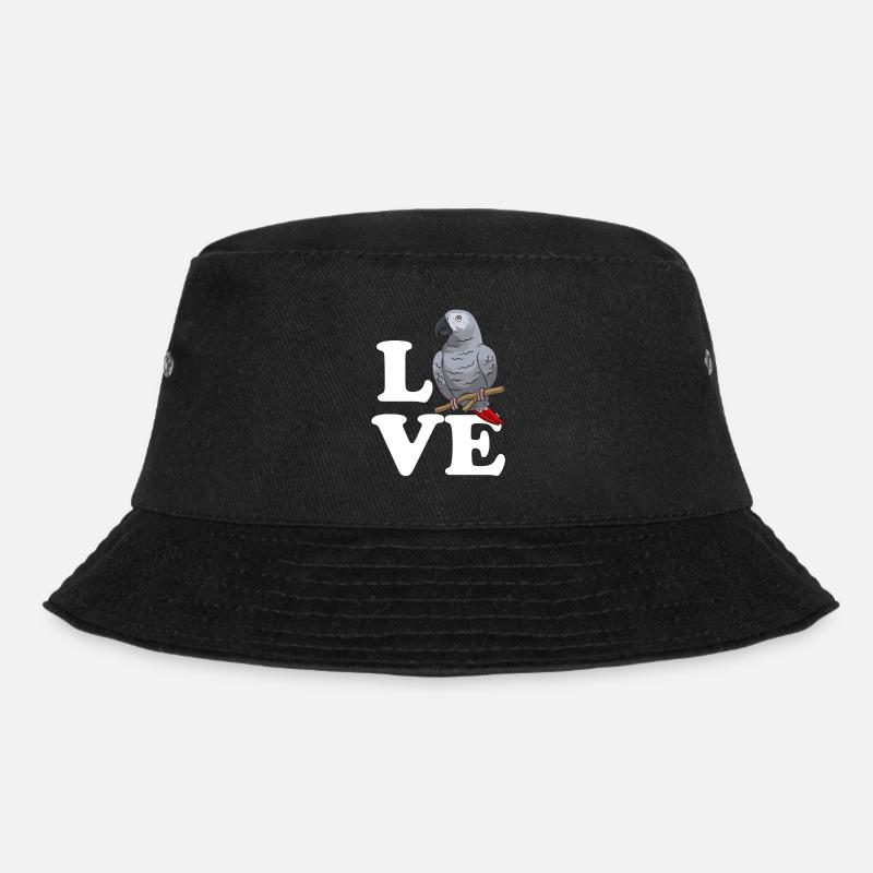 Graupapagei African Grey Parrot Papagei - Bucket Hat - Schwarz