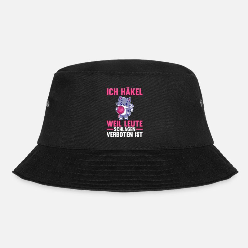 Stricken Nähen Katze Häkeln - Bucket Hat - Schwarz