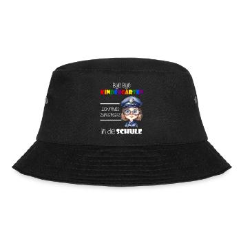 Bye Bye Kindergarten - Einschulung Polizistin - Bucket Hat - Schwarz - Vorne - Lela (165cm)