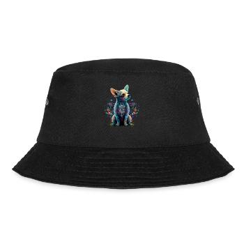 Chihuahua | Niedlicher Hund | Schön | Blumen - Bucket Hat - Schwarz - Vorne - Lela (165cm)