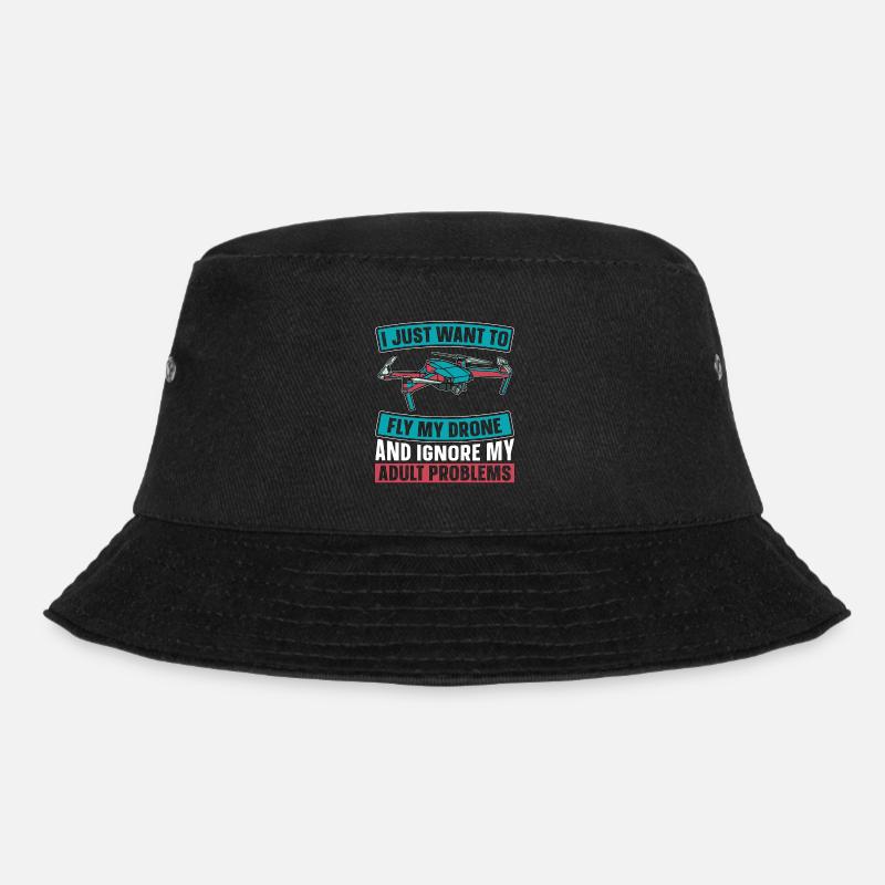 Drone Racing I Just Want To Fly My Racing Machine - Bucket Hat - Schwarz