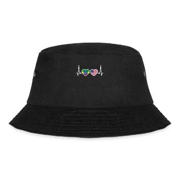 Ethiopia USA Heartbeat Flag Ethiopian - Bucket Hat - black - Front - Lela (165cm)