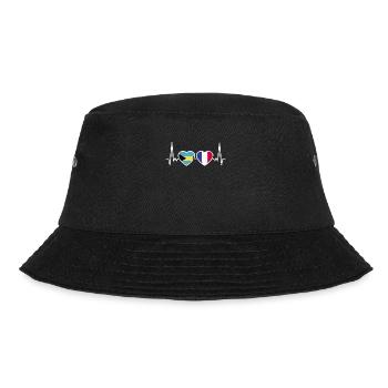 Bahamas Frankreich Vintage Herzschlag Flagge - Bucket Hat - Schwarz - Vorne - Lela (165cm)