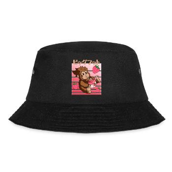 Bigfoot Kawaii Erdbeer-Milchshake - Bucket Hat - Schwarz - Vorne - Lela (165cm)