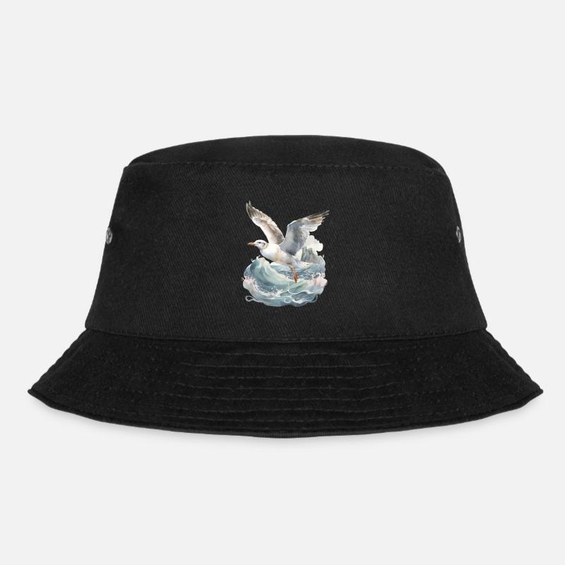 Realistische Möwe - Bucket Hat - Schwarz