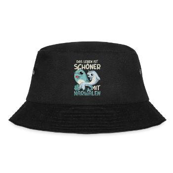 Das Leben ist schöner mit Narwalen Lustiges Narwal - Bucket Hat - Schwarz - Vorne - Lela (165cm)