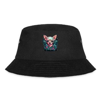 Pink Chihuahua | Rosa Handtasche Welpe Girlie - Bucket Hat - Schwarz - Vorne - Lela (165cm)