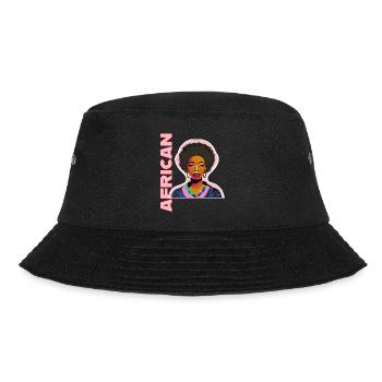 Schwarze Afrikanische Frau mit Schriftzug - Bucket Hat - Schwarz - Vorne - Lela (165cm)