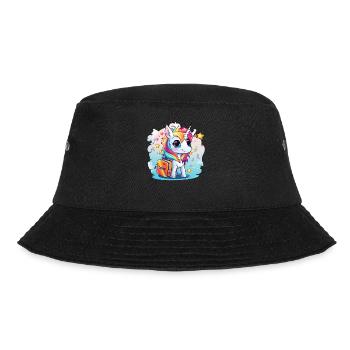 Unicorn Schoolchild School Enrollment Girl Gift - Bucket Hat - black - Front - Lela (165cm)