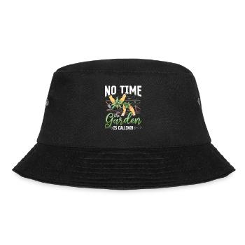 Keine Zeit, der Garten ruft! - Bucket Hat - Schwarz - Vorne - Lela (165cm)