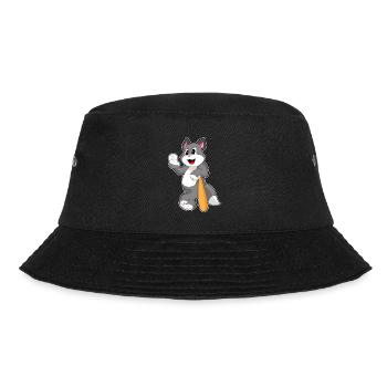 Katze Baseball Baseballschläger - Bucket Hat - Schwarz - Vorne - Lela (165cm)