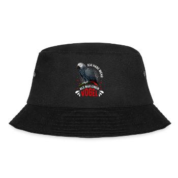 Grau Papagei Bei mir piept´s African Grey - Bucket Hat - Schwarz - Vorne - Lela (165cm)