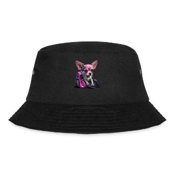 Pink Chihuahua | Rosa Handtasche Welpe Girlie - Bucket Hat - Schwarz - Vorne - Lela (165cm)