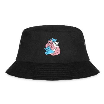 Katzen Haufen Transgender Flagge Trans LGBTQ Katze - Bucket Hat - Schwarz - Vorne - Lela (165cm)