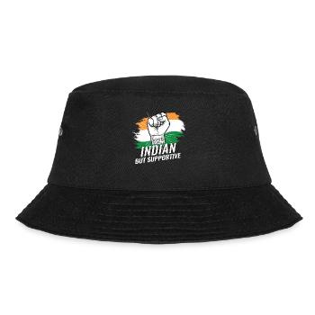 Not Indian But Supportive India Flag Country - Bucket Hat - Schwarz - Vorne - Lela (165cm)