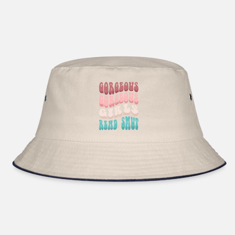 Wunderschöne Mädchen lesen Schmutz Bucket Hat