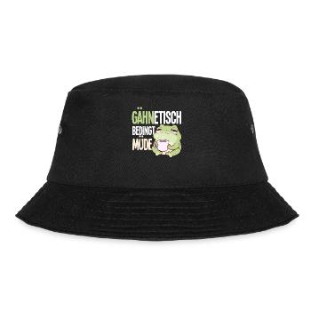 Gähntechnisch Bedingt Müde Frosch Morgenmuffel - Bucket Hat - Schwarz - Vorne - Lela (165cm)