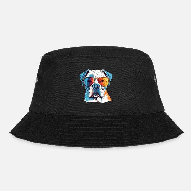 Deutscher Boxer Hund mit Sonnenbrille - Bucket Hat - Schwarz