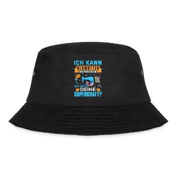 Klamotten reparieren Nähen Geschenkidee - Bucket Hat - Schwarz - Vorne - Lela (165cm)