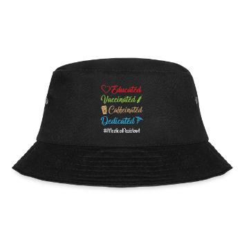 Gebildet, geimpft, koffeinhaltig, engagiert, medizinisch - Bucket Hat - Schwarz - Vorne - Lela (165cm)