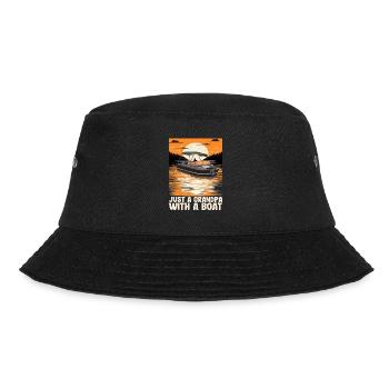 Just a Grandpa with a Boat Retired Pontoon King - Bucket Hat - Schwarz - Vorne - Lela (165cm)